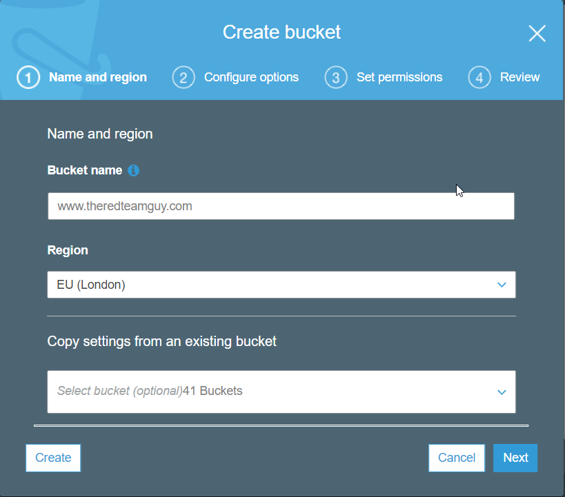 1.Create S3 bucket on AWS console