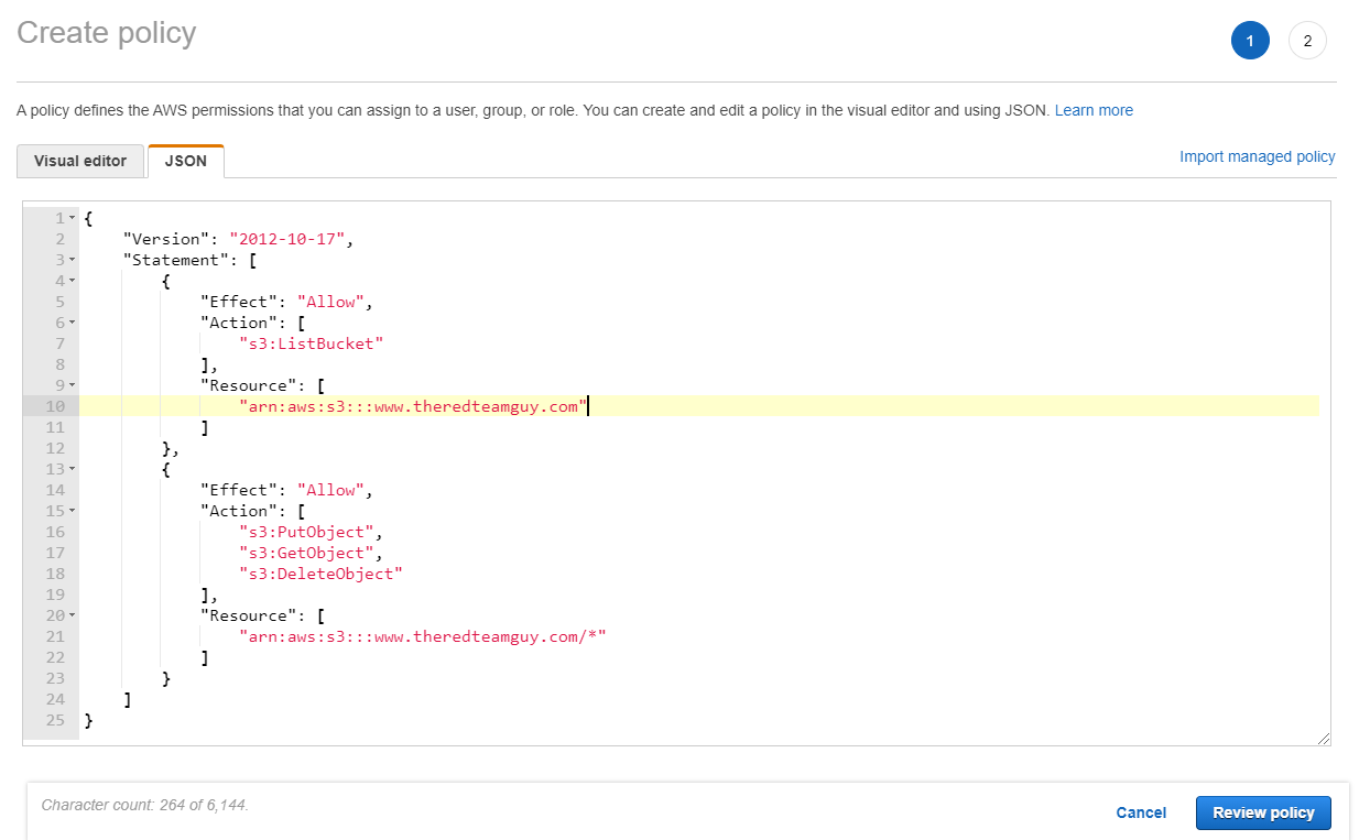 2.Enabling static web hosting